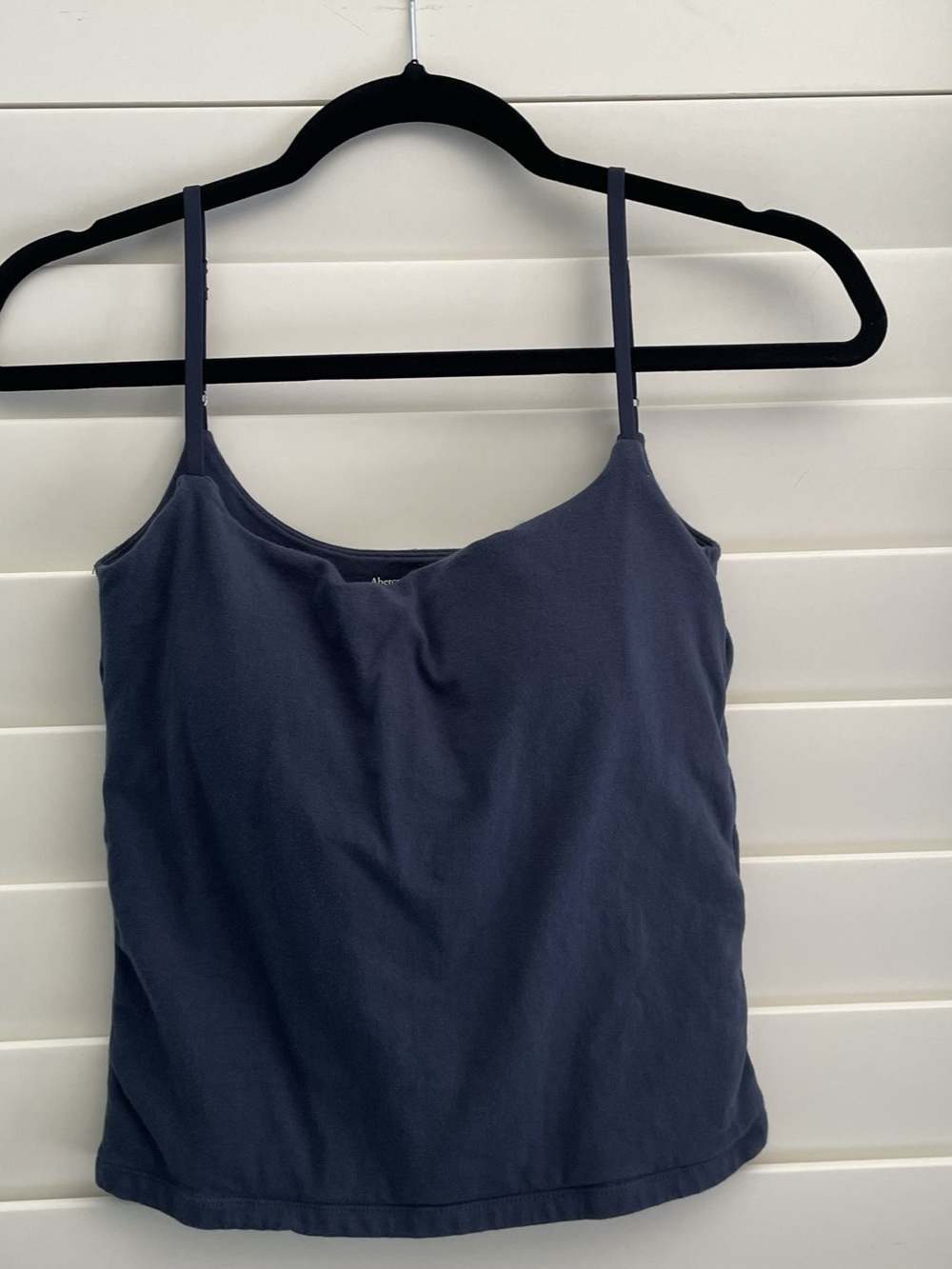 Abercrombie & Fitch Bra-Free Rib Scoop Neck Tank in Blue Medium